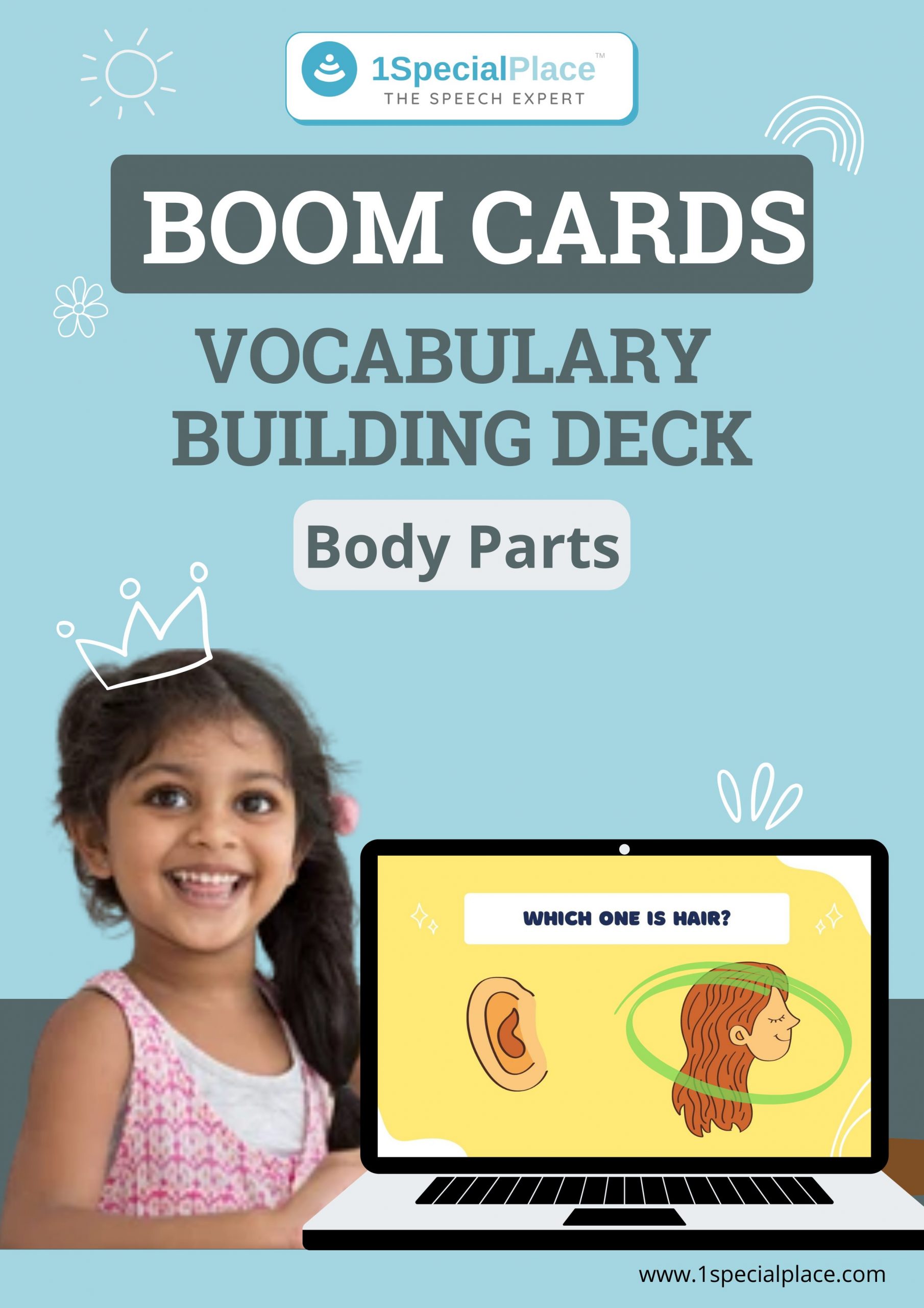 Vocabulary building body parts boom cards