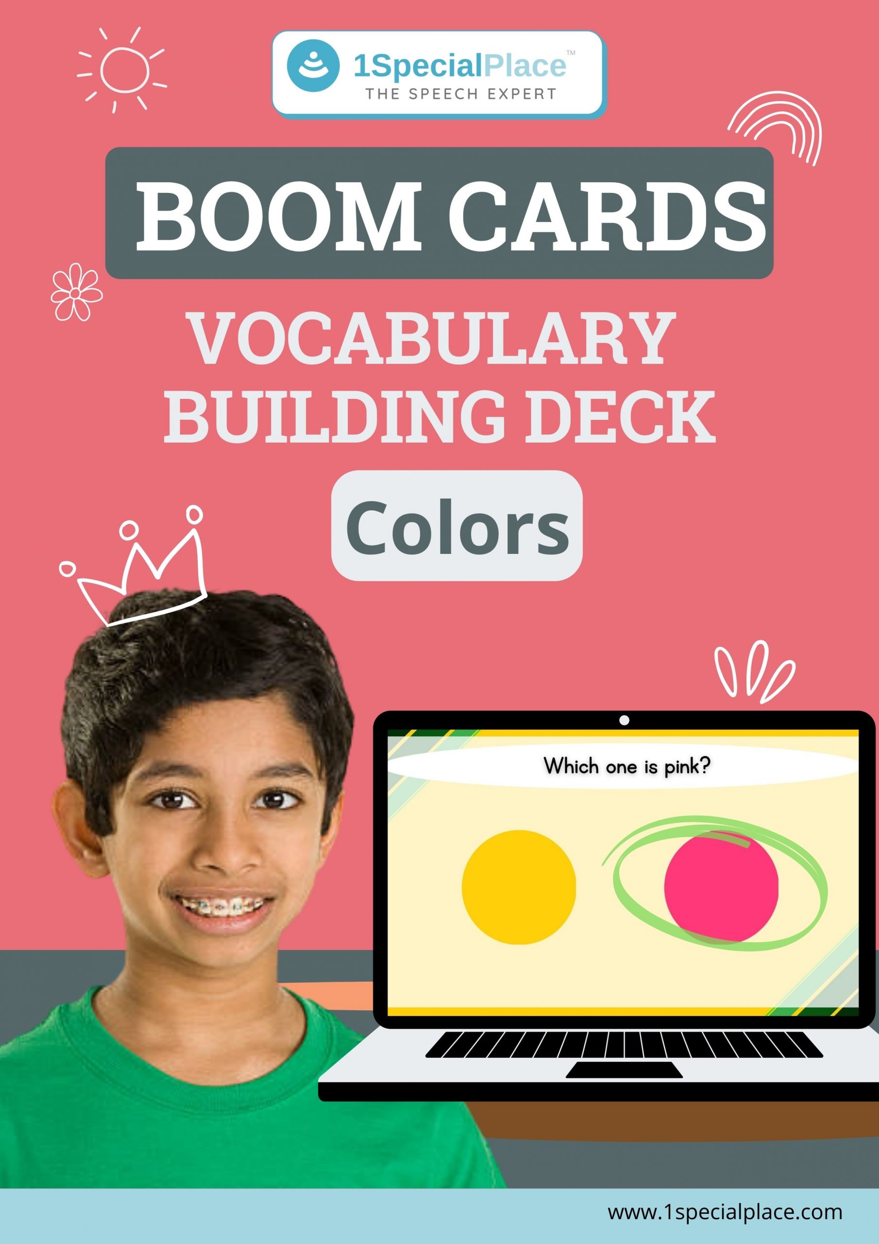 Vocabulary building colors boom cards