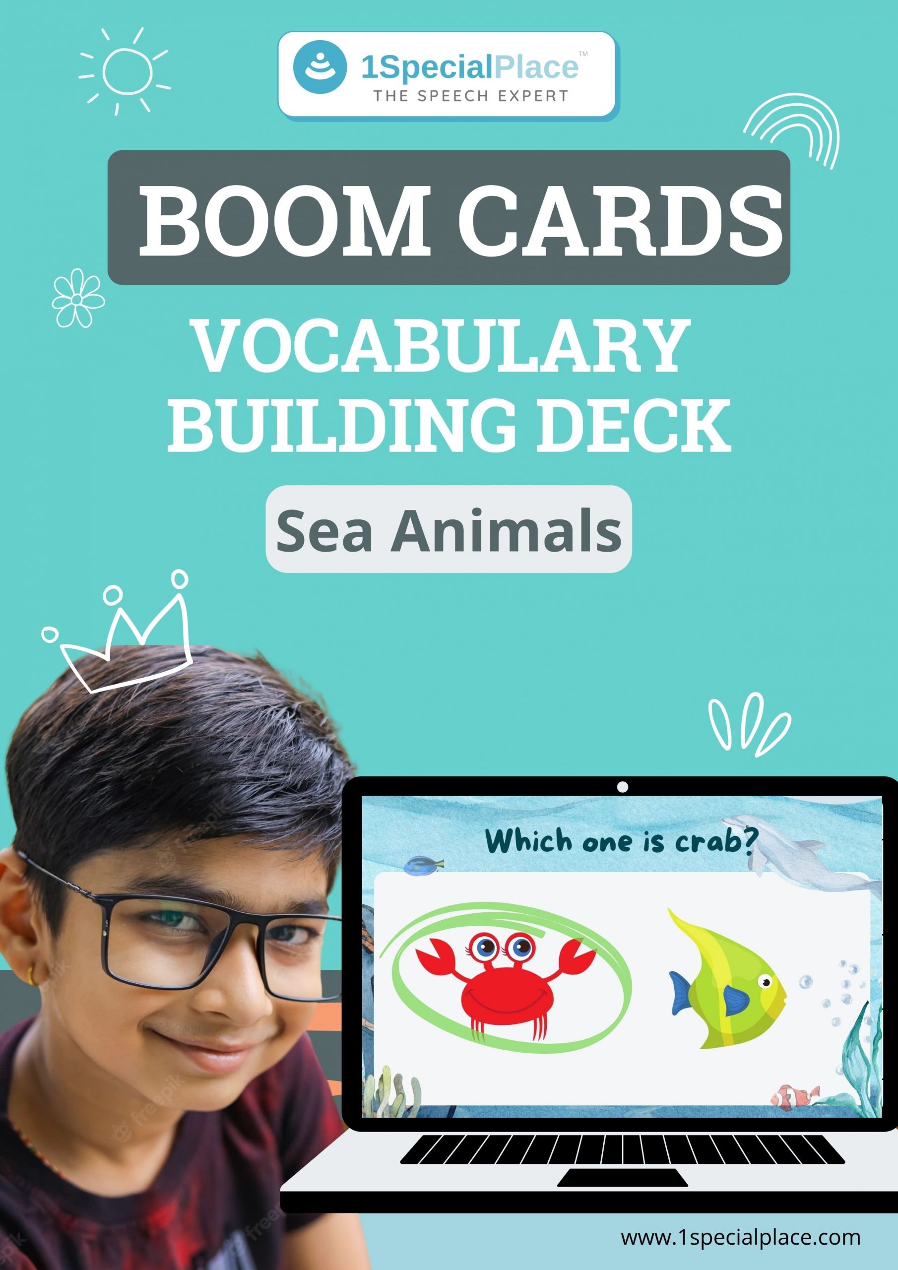 Vocabulary building sea animals cards