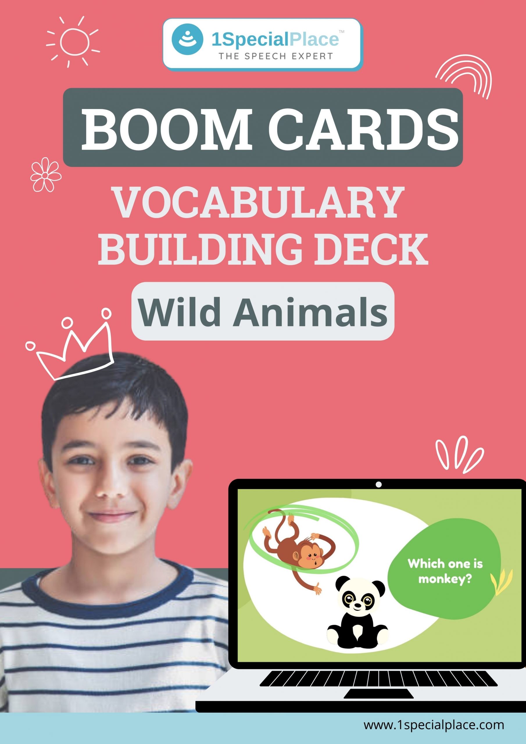 Vocabulary building wild animals boom cards