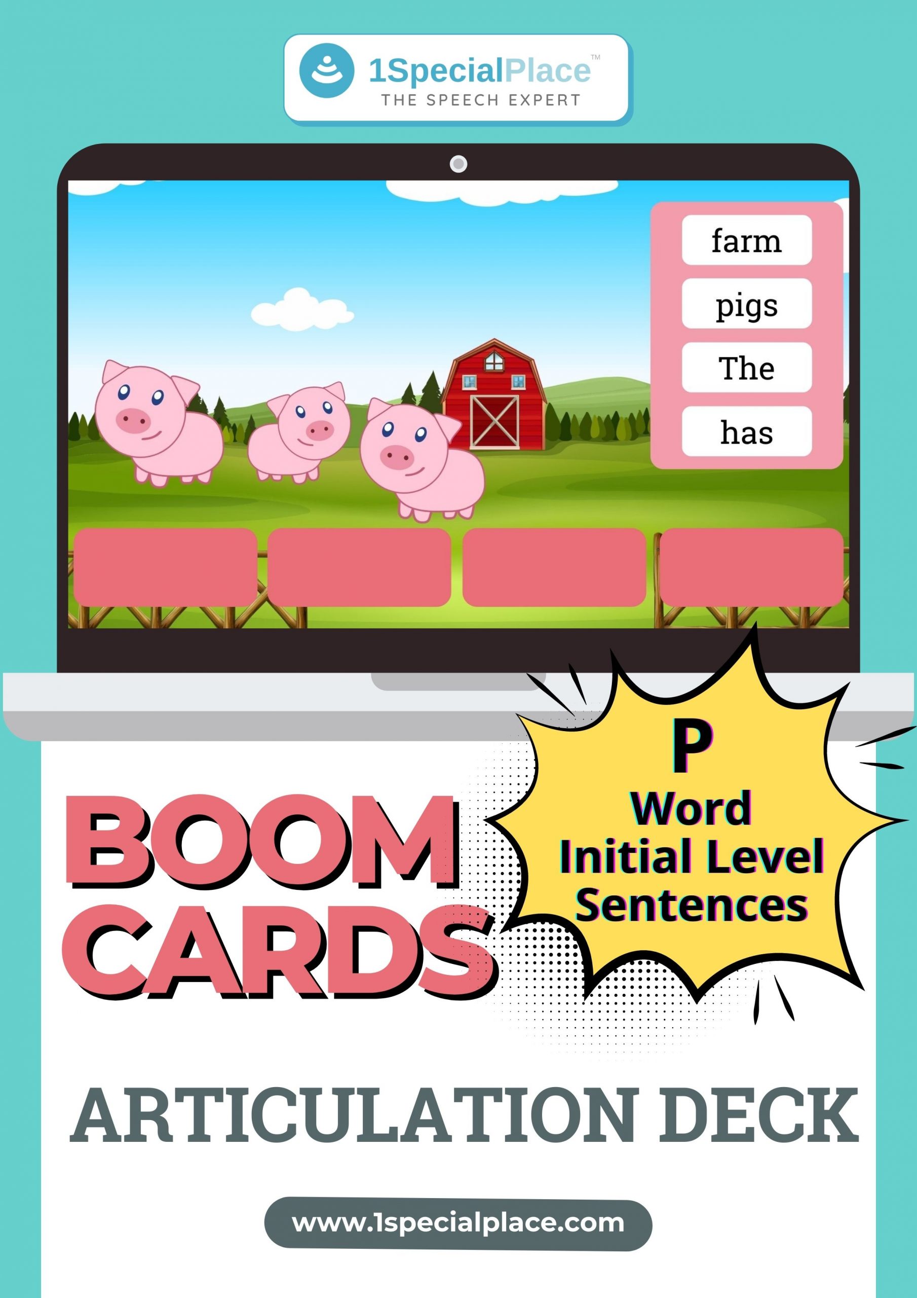 P word initial level sentences boom cards
