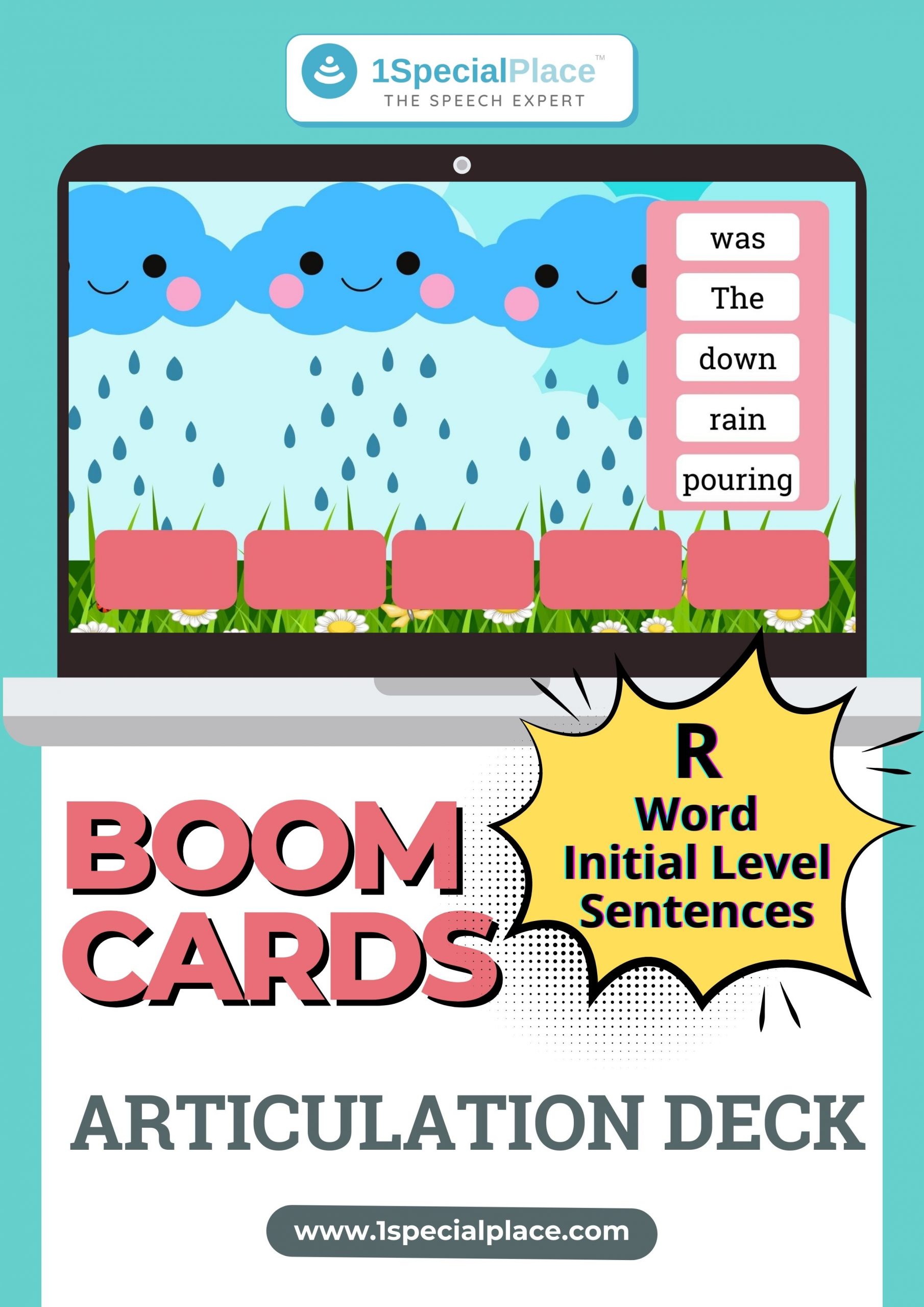 R word initial level sentences boom cards